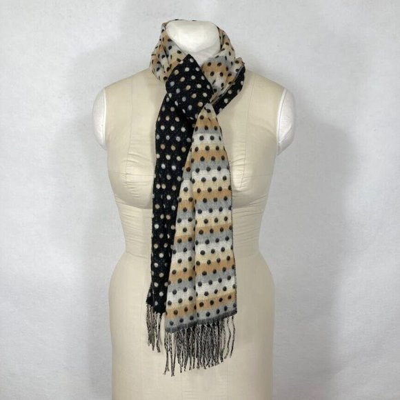 Polka Dot Black and Cream Scarf - Picture 4 of 7